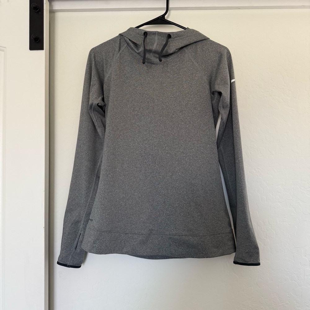 Nike Pro Dri-FIT Women Heathered Grey Scuba Hoodie Training Top Medium Active